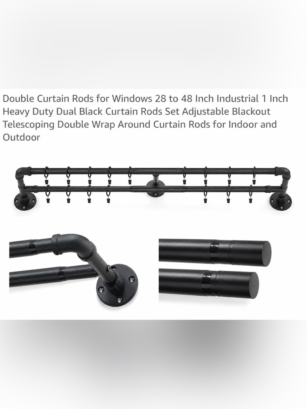Dual Black Curtain Rod